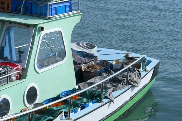 Close Moored Fishing Boat Packed Fishing Nets — Stock Photo, Image