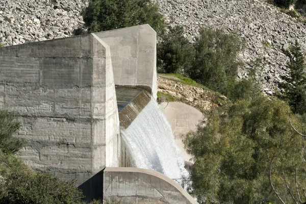 Embarkment Dam Overflowing Heavy Rains Wet Season — 스톡 사진