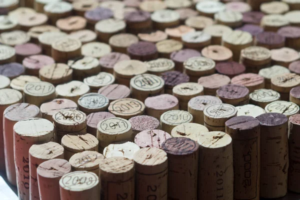 Used natural wine corks random selection, some of them stained purple or marked with years of vintage