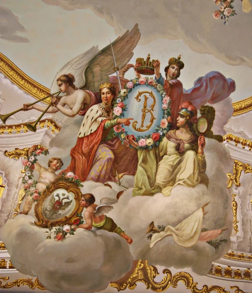 정밀한 예술, 고전 예술, 하늘에 있는 천사, 천국의 그림 — 스톡 사진