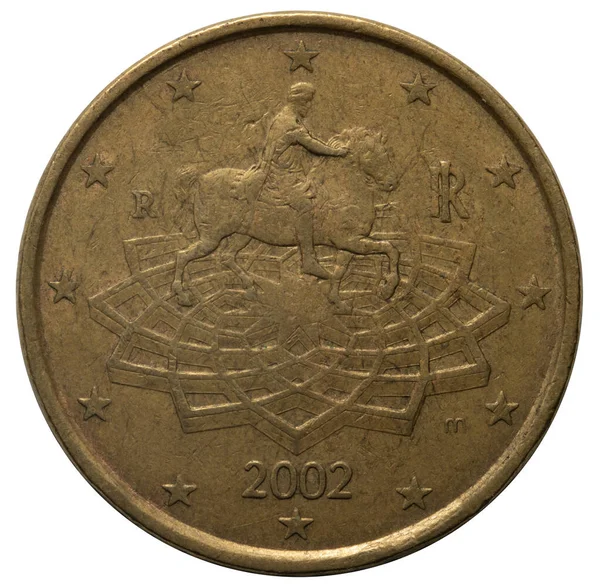 Євро монета 50 центів 2002 — стокове фото