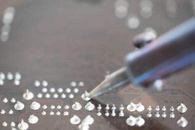 Kontak ve parçalarla mikro devre makro görüntüsü