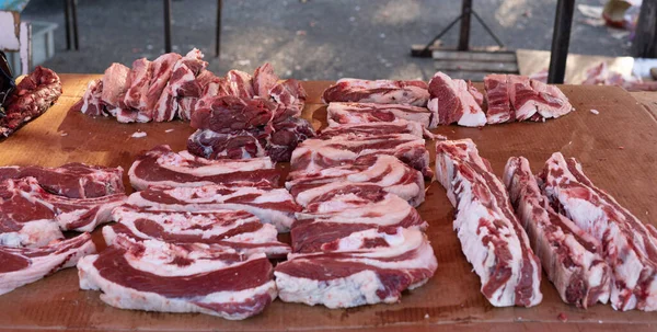 Meat on the counter for sale. — Stock Photo, Image