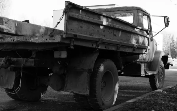 USSR truck stands at the side of the road — Stock Photo, Image