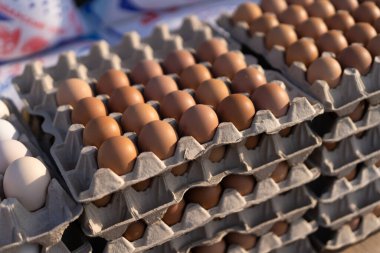 Eggs in packages in a large number