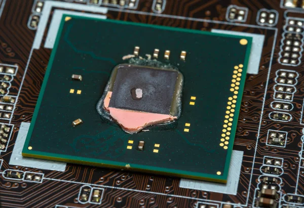 Processor Het Moederbord Met Thermisch Vet — Stockfoto