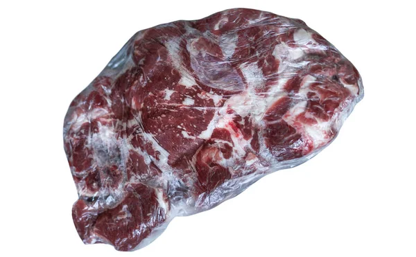 Carne Cruda Congelada Sobre Fondo Blanco —  Fotos de Stock