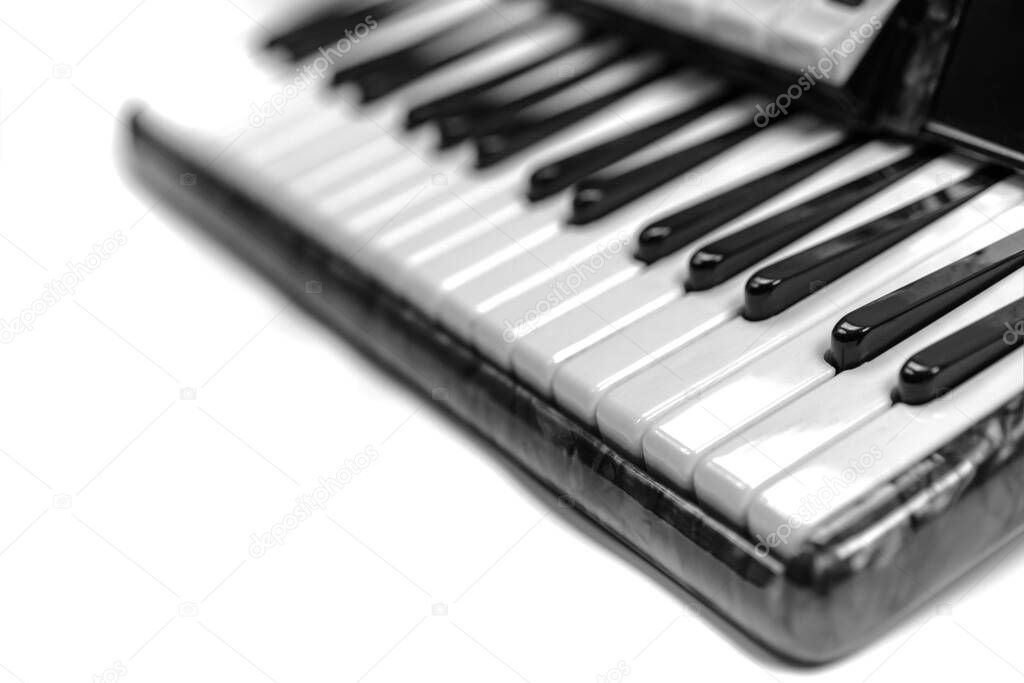 Accordion on a white background as a texture