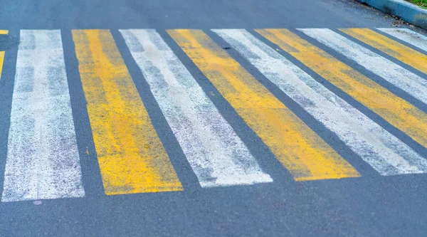 Crosswalk Yellow White Markings Road — Stock Photo, Image