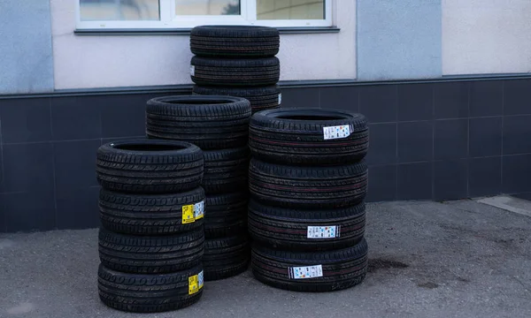 Different tires of cars cars on the street