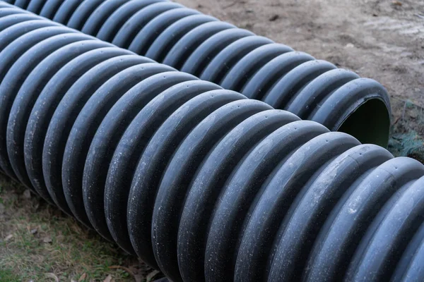 Plastic Protective Channel Laying Pipes — Stock Photo, Image