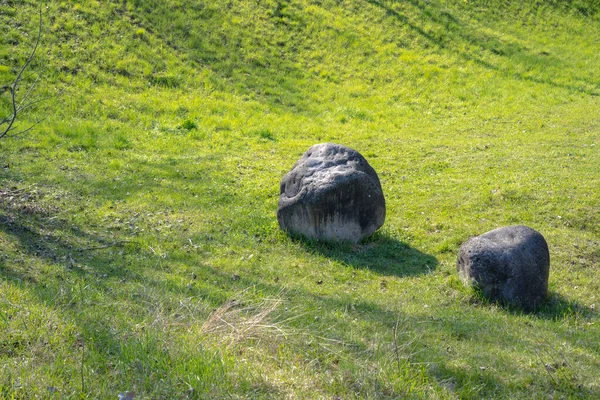 Stones Lie Grass — Stock Photo, Image