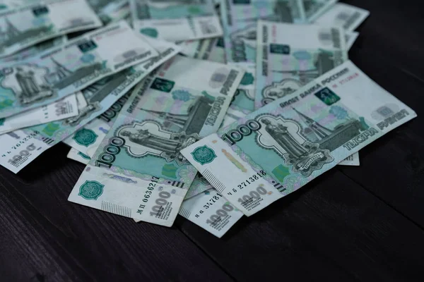 Bundle Money Wooden Background — Stock Photo, Image