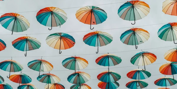 Décorations Ville Nombreux Parapluies Différents — Photo