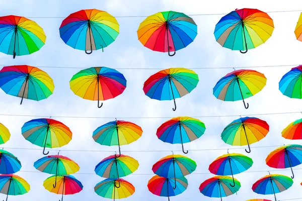 Décorations Ville Nombreux Parapluies Différents — Photo