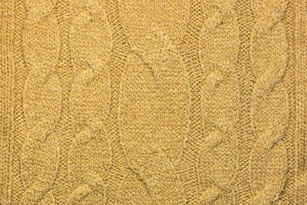 近照黄色针织毛衣背景 纹理与复制空间 好的设计模式 — 图库照片
