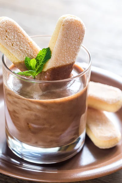 Chocolate mousse in glass — Stock Photo, Image