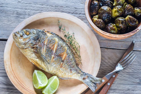 Grilled Dorade Royale Fish with baked vegetables — Stockfoto