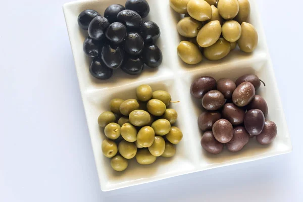 Assortimento di olive: vista dall'alto — Foto Stock