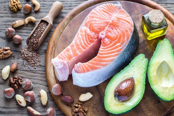 Voedingsmiddelen met Omega-3 vetten — Stockfoto