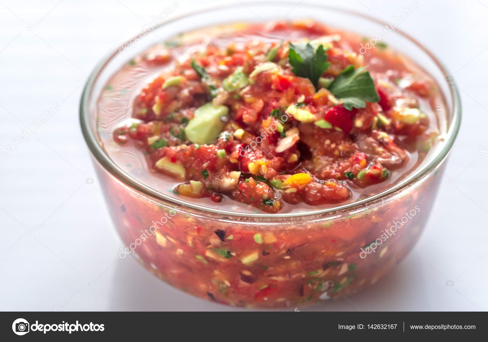 Bowl of salsa with ingredients — Stock Photo © alex9500 142632167