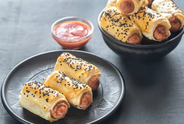 Sosis rolls bölümünü — Stok fotoğraf