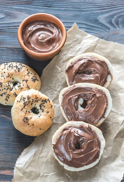 Bagels with chocolate cream — Stock Photo, Image