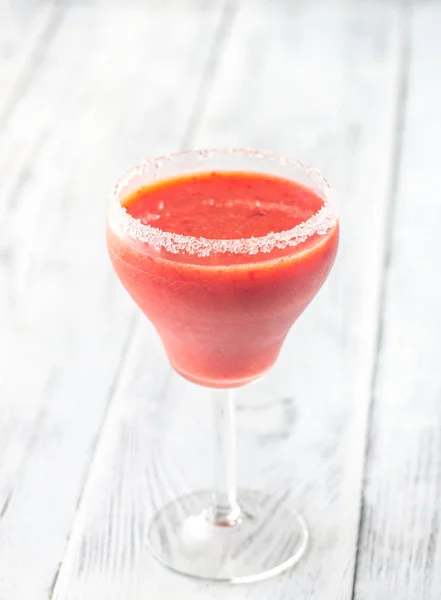 Glass of strawberry margarita cocktail — Stock Photo, Image