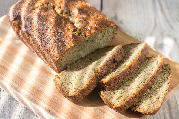 Zucchini bread on the wooden board