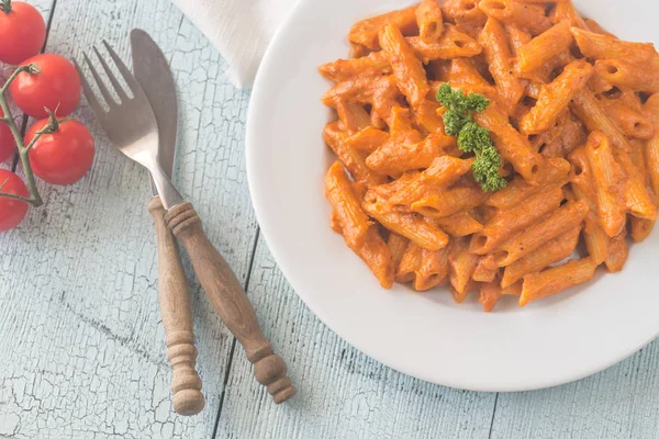 Penne Alla Vecchia Bettola pasta — Zdjęcie stockowe