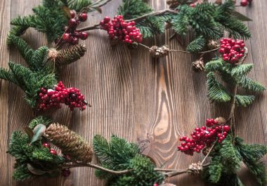 Noel dekor ahşap arka plan üzerinde