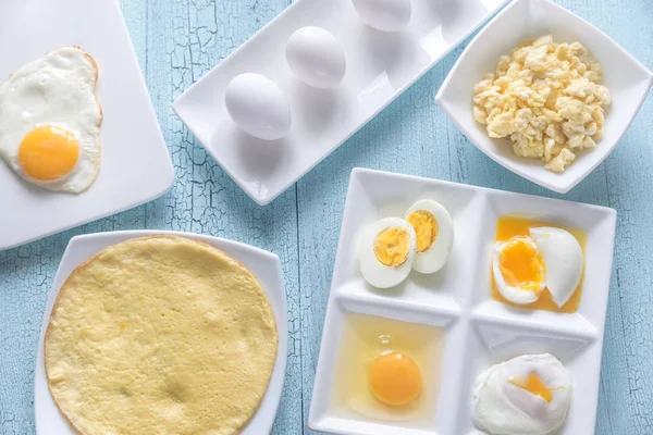 Varietà di piatti a base di uova — Foto Stock