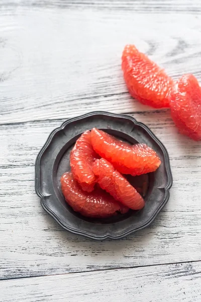 Gepelde grapefruit bovenaanzicht — Stockfoto