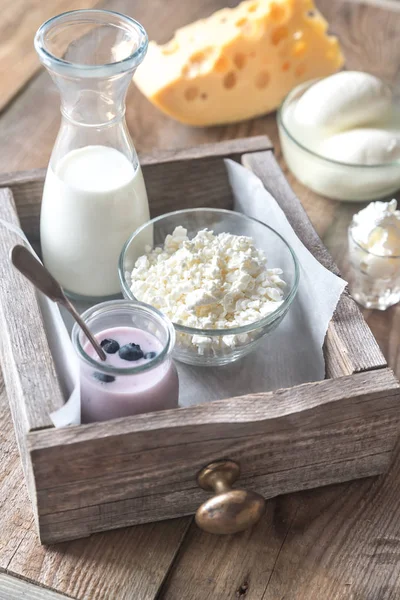 Sortiment mléčných výrobků — Stock fotografie