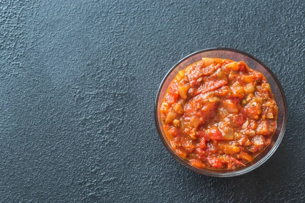 Bowl of arrabbiata- Italian pasta sauce — Stock Photo, Image