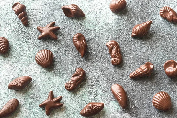 魚介類の形をしたチョコレート菓子 — ストック写真