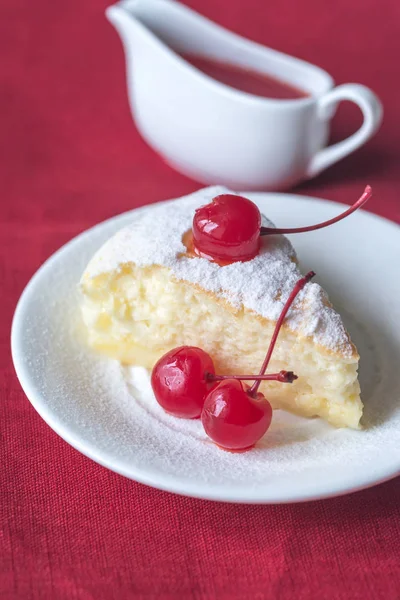 Slice of cheesecake on the white plate — Stock Photo, Image