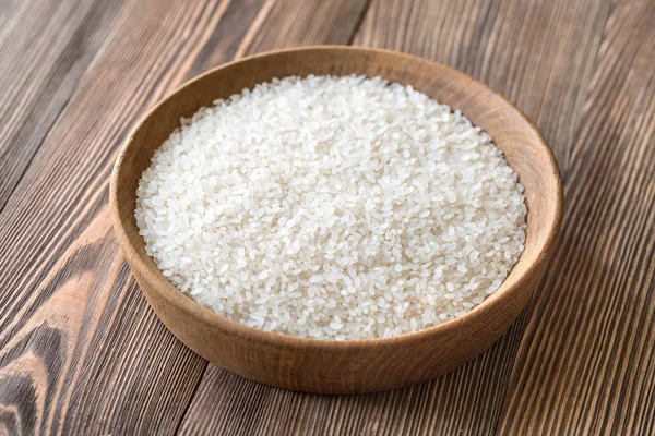 Miska ryżu niegotowane kamolino — Zdjęcie stockowe