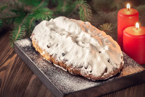 Stollen - traditional German Christmas bread — Stock Photo, Image