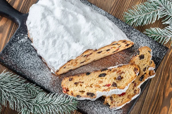 Stollen - traditional German Christmas bread — Stock Photo, Image