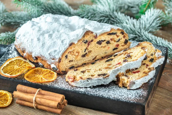 Stollen - traditional German Christmas bread — Stock Photo, Image