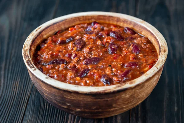 Tigela de Chili con carne — Fotografia de Stock