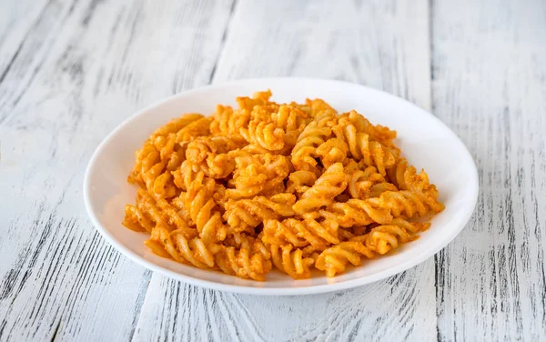 Fusilli with tomato pesto — Stock Photo, Image