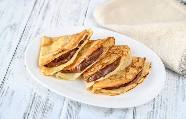 Crepes with chocolate cream