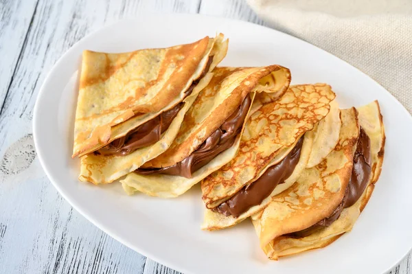 Crepe dengan krim cokelat — Stok Foto