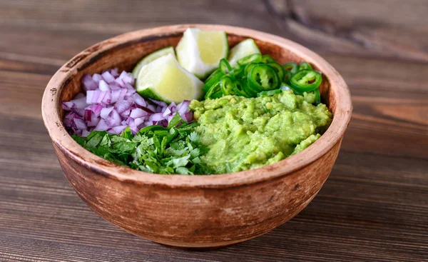 Bowl of ingredients for guacamole — Stock Photo, Image