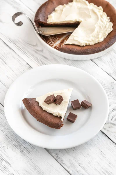 Chocolate Pie Mascarpone Cream — Stock Photo, Image