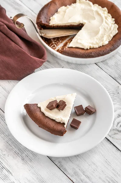 Chocolate Pie Mascarpone Cream — Stock Photo, Image