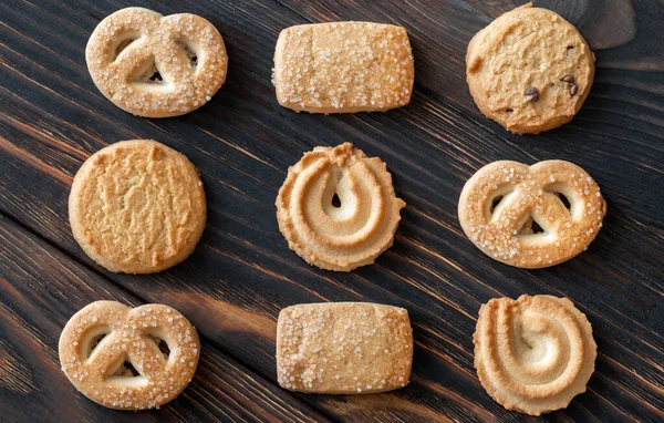 Boterkoekjes Houten Ondergrond — Stockfoto