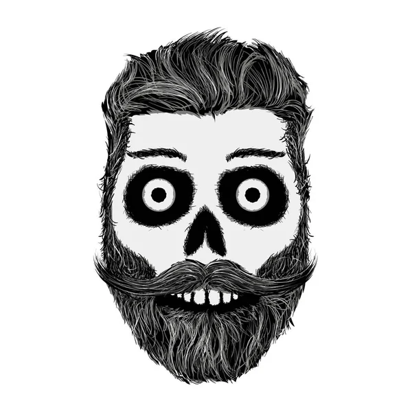Crânio humano com bigode e barba — Fotografia de Stock